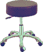 A transparent image of a low-seated stool without a back, often seen in medical offices, pixelated slightly due to being dithered.